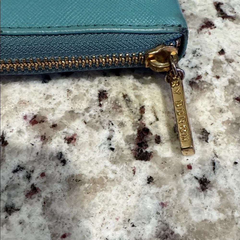 Tory Burch Teal Zip -Around Wallet